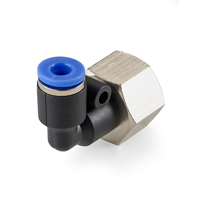 Фитинг цанговый угловой 4 мм, внутр. резьба 1/4", пластик, тип PLF, TLP-PLF4-02 TITAN LOCK