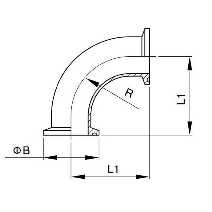 Отвод под Clamp 90 градусов, DN 40, нерж. сталь 316, TLCB40/90SS TITAN LOCK