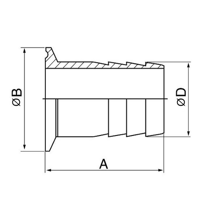 Штуцер CLAMP под рукав 3" нерж. 316, SMS TL3CLH-S TITAN LOCK