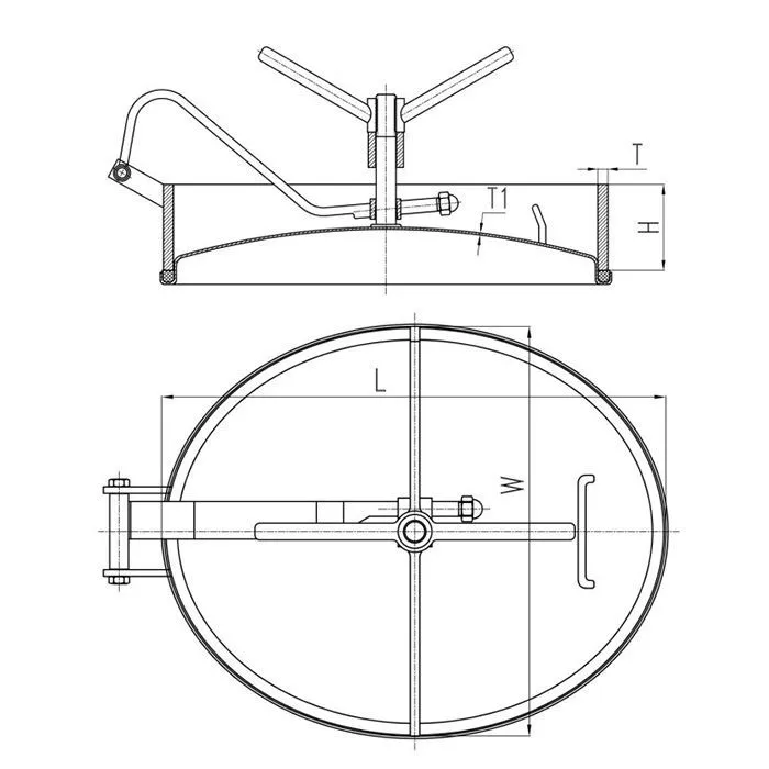 Люк овальный под давление нерж.304, 630х520 мм, внутр. открытие TLTOI63X52SP TITAN LOCK