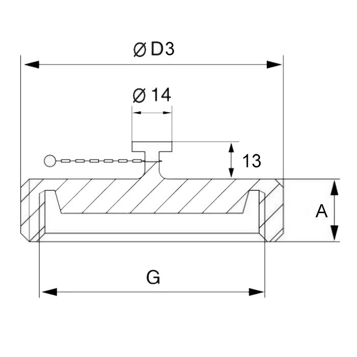 Молочная гайка глухая с цепочкой SMS 1 1/2" нерж. 304 TL1.1/2NBCHS-S TITAN LOCK