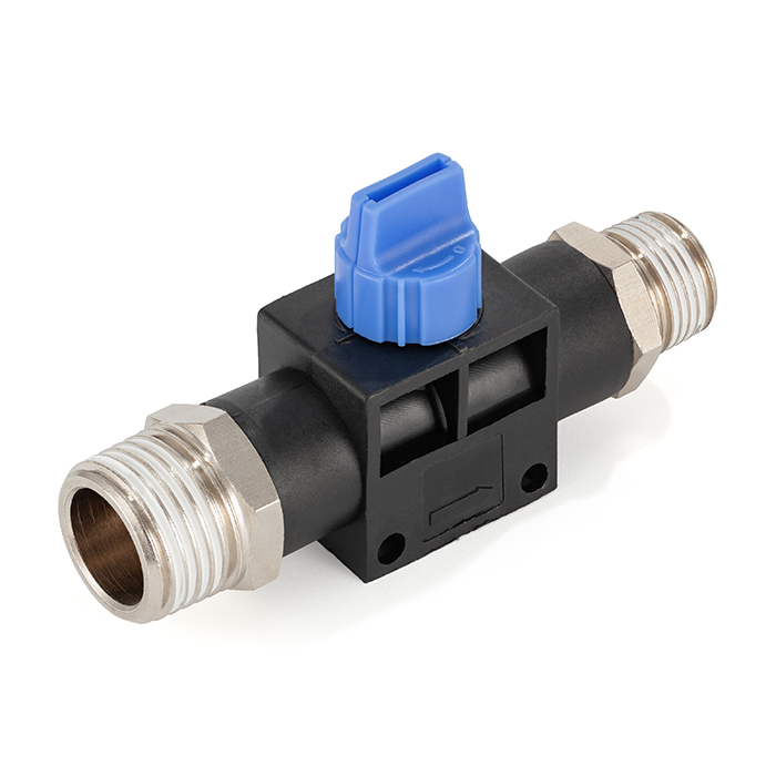 Фитинг прямой с краном, резьба 3/8-1/4", пластик, тип HVSS, TLP-HVSS03-02 TITAN LOCK