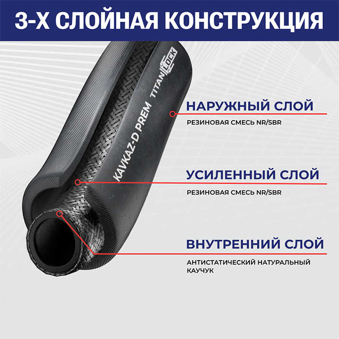Рукав для цемента «KAVKAZ-D-PREM», напорный, внутр.диам. 76мм, TL076KV-D-PR TITAN LOCK