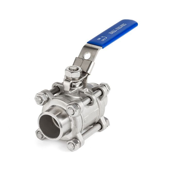 1,5in, Трехсоставной шаровый кран из нержавеющей стали (AISI 304) типа "сварка-сварка", TL150TPBVSS-WD TITAN LOCK