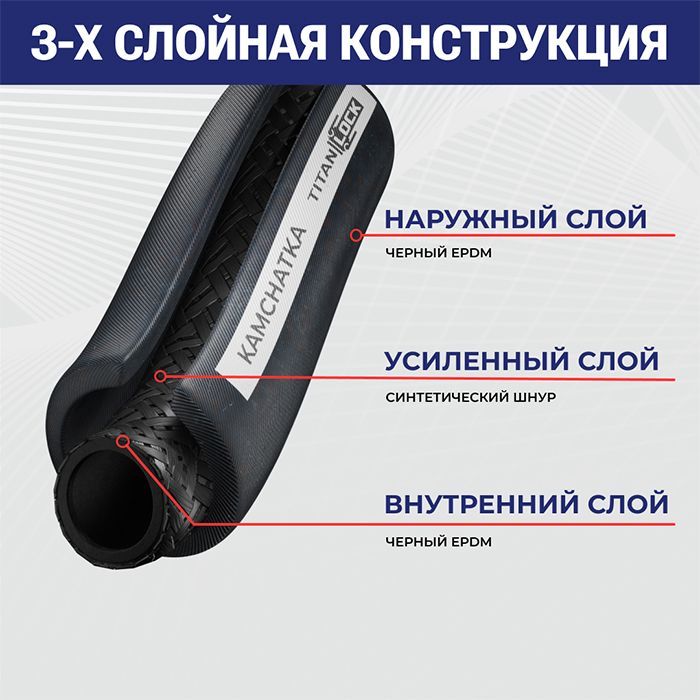 Рукав для пара и горячей воды, напорный "KAMCHATKA", вн.диам. 25мм, TL025KT TITAN LOCK