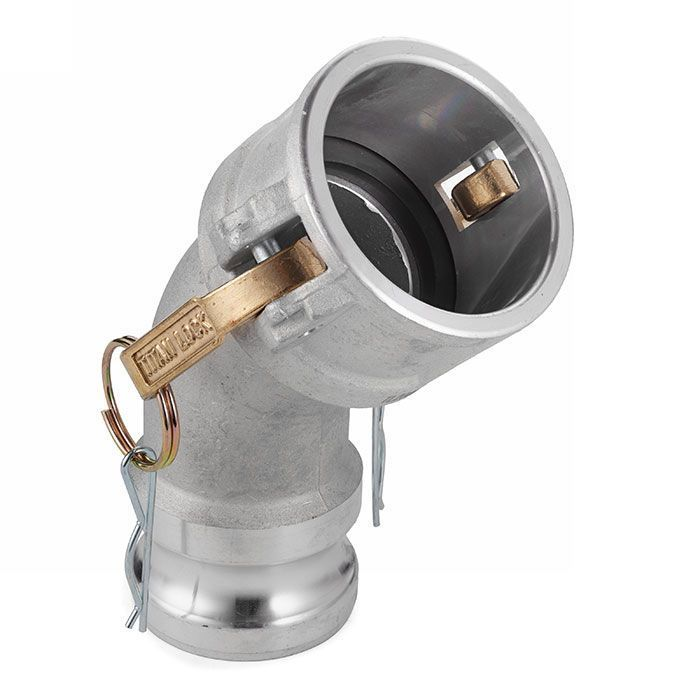 Камлок алюминиевый тип DА (переходник 45° розетка 3" х ниппель 3"), TL300DAAL45 TITAN LOCK