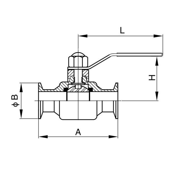 Пищевой шаровый кран полнопроходной типа "clamp-clamp", DN65 нерж. 304, TL65SBV-CL TITAN LOCK