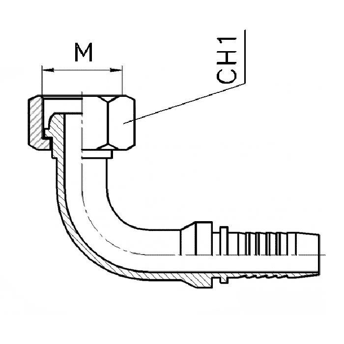 Фитинг DN 10 DK (Г) M20X1.5 (90), TL-DK10F20X1.5-90 TITAN LOCK