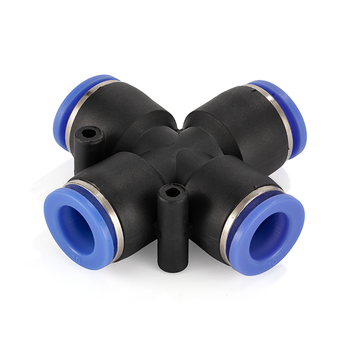 Фитинг цанговый X-образный пневматический, 4 мм, пластик, тип PZA, TLP-PZA4 TITAN LOCK