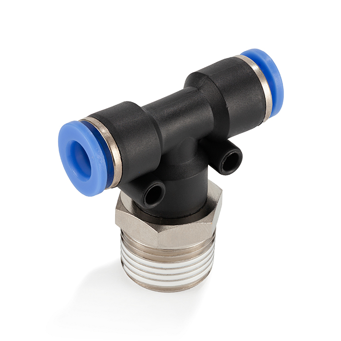 Фитинг цанговый Т-образный, 4 мм, наруж. резьба 3/8", пластик, тип PB, TLP-PB4-03 TITAN LOCK