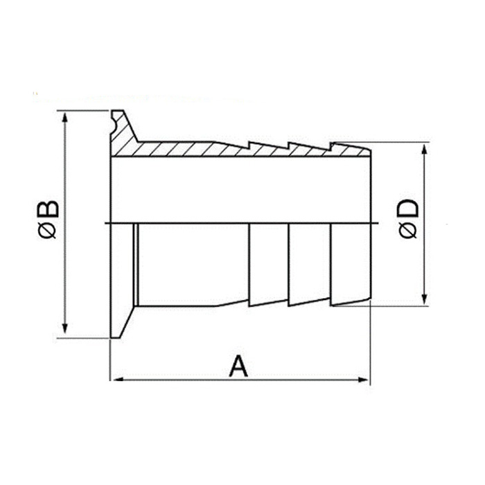 Штуцер CLAMP под рукав DN65 (хвостовик 69мм), нерж. 316, DIN TL65CLH-M TITAN LOCK