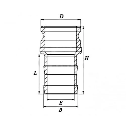 Камлок алюминиевый тип E, 2", ниппель с хвостовиком под рукав 3", TL2030EAL TITAN LOCK