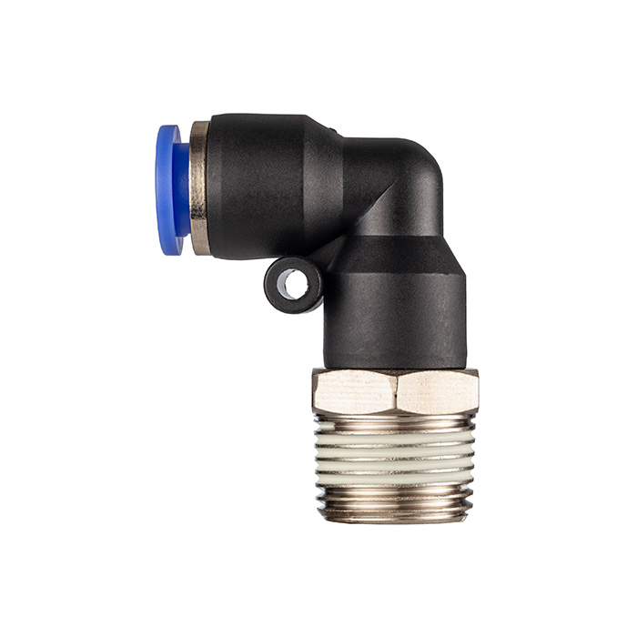 Фитинг цанговый угловой 6 мм, наруж. резьба 1/8", пластик, тип PL, TLP-PL6-01 TITAN LOCK