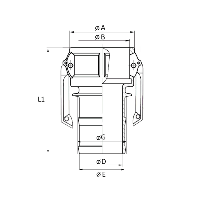 Камлок полипропиленовый тип С, розетка с хвостовиком 1", TL100CPP TITAN LOCK