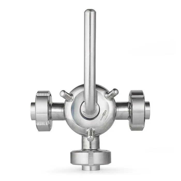 Кран пробковый трехходовой нерж 304, тип T, DN32, TL3СV32T-S TITAN LOCK