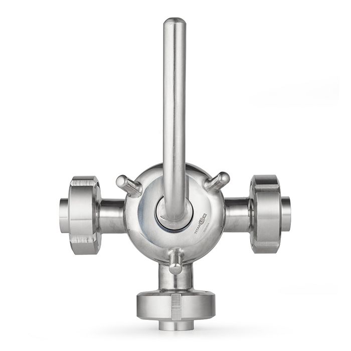 Кран пробковый трехходовой нерж 304, тип T, DN40, TL3СV40T-S TITAN LOCK