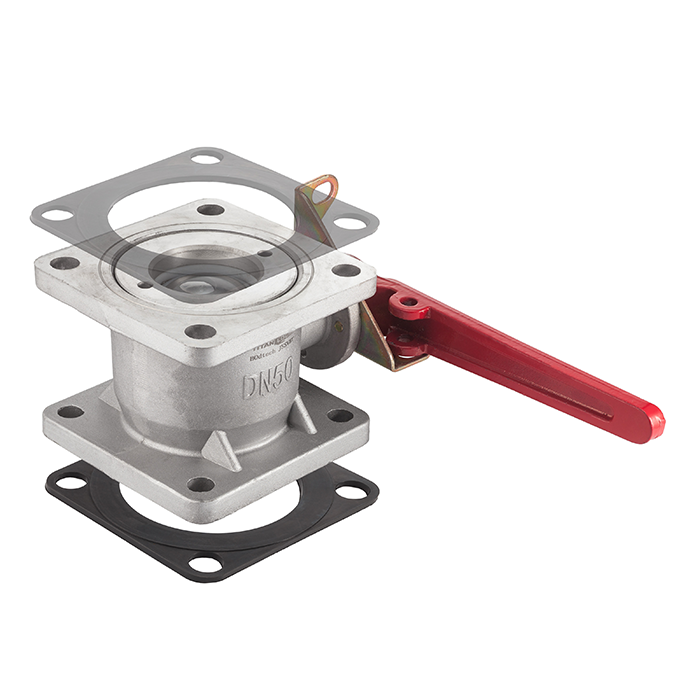 Кран шаровый для бензовоза, квадратный фланец, алюм., DN75, TL300BVSF-AL TITAN LOCK