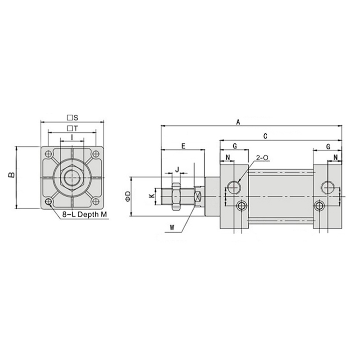 Пневмоцилиндр серии SC, 125X50, TLP-PC125X50SC TITAN LOCK