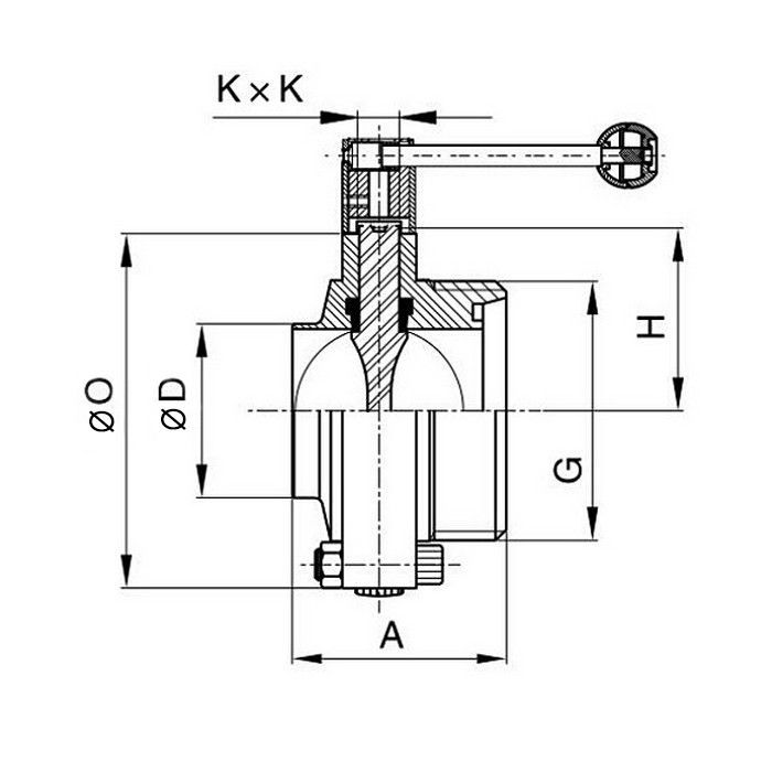 Затвор дисковый нержавеющий (AISI304) DN50, типа сварка-резьба, DIN TLSD050WTS TITAN LOCK