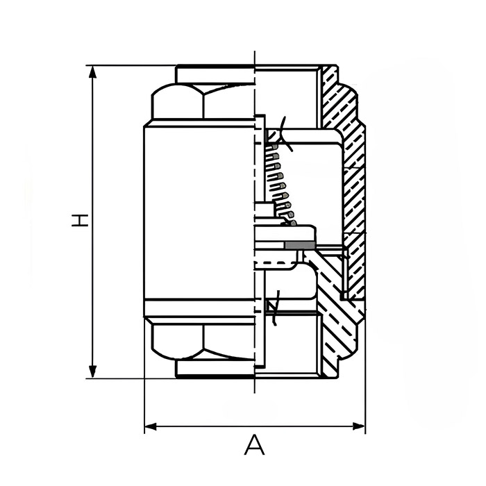 Обратный клапан муфтовый латунный, сердечник латунь, ВР/ВР 3/4" TL3/4FCV-B TITAN LOCK