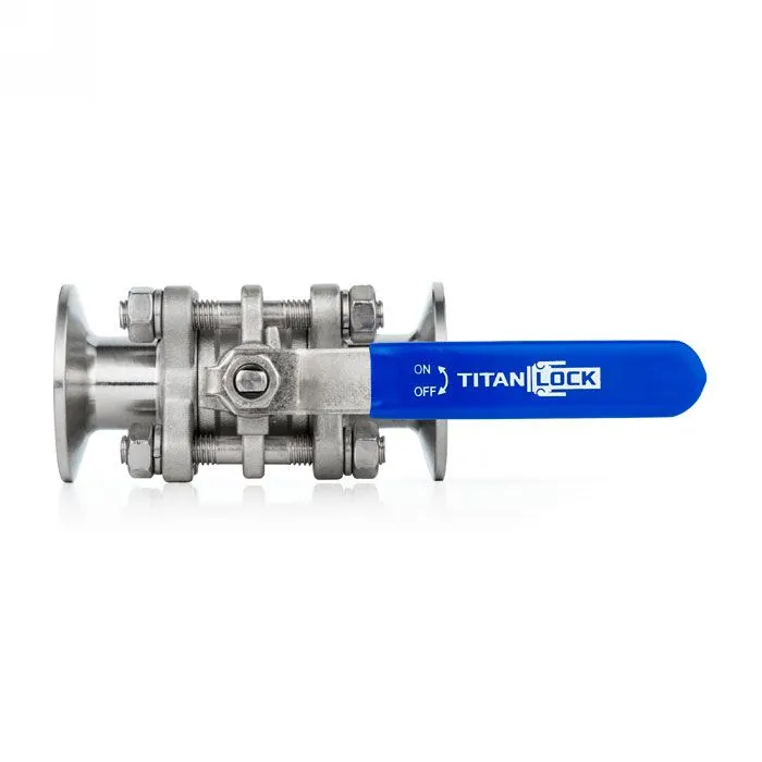 Трехсоставной шаровый кран из нержавеющей стали (AISI 304) типа "clamp-clamp", 1/2", TL50TPBVSS-CL TITAN LOCK