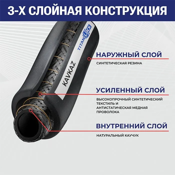 2in, Рукав для цемента «KAVKAZ», внутр. диам. 50мм, 10bar, TL050KV TITAN LOCK