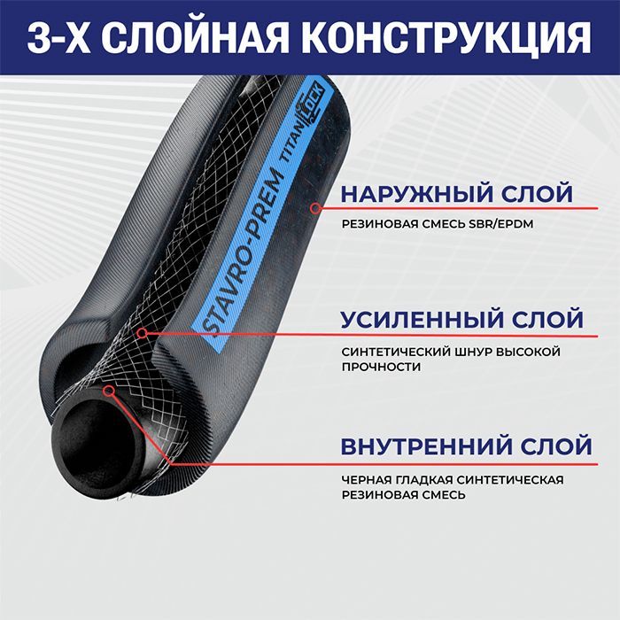 Рукав для воды и воздуха «STAVRO-PREM», вн. диам. 13мм, 25bar, TL013SV-PR TITAN LOCK