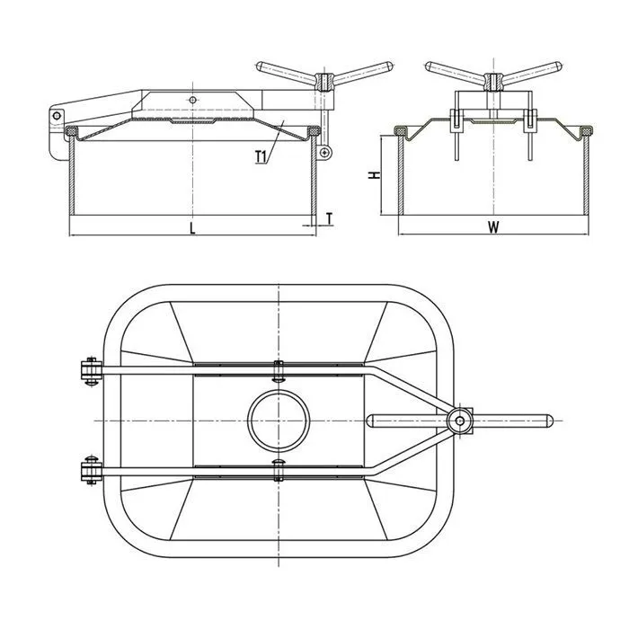 Люк прямоугольный под давление нерж.304, 760х460 мм TLTR76X46SP TITAN LOCK