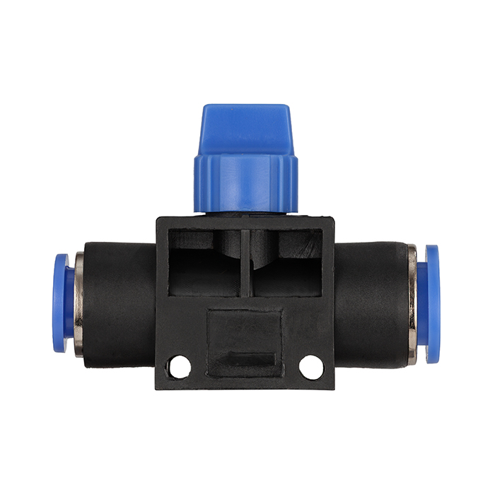 Фитинг прямой с краном, цанговый 10 мм, пластик, тип HVFF, TLP-HVFF10 TITAN LOCK