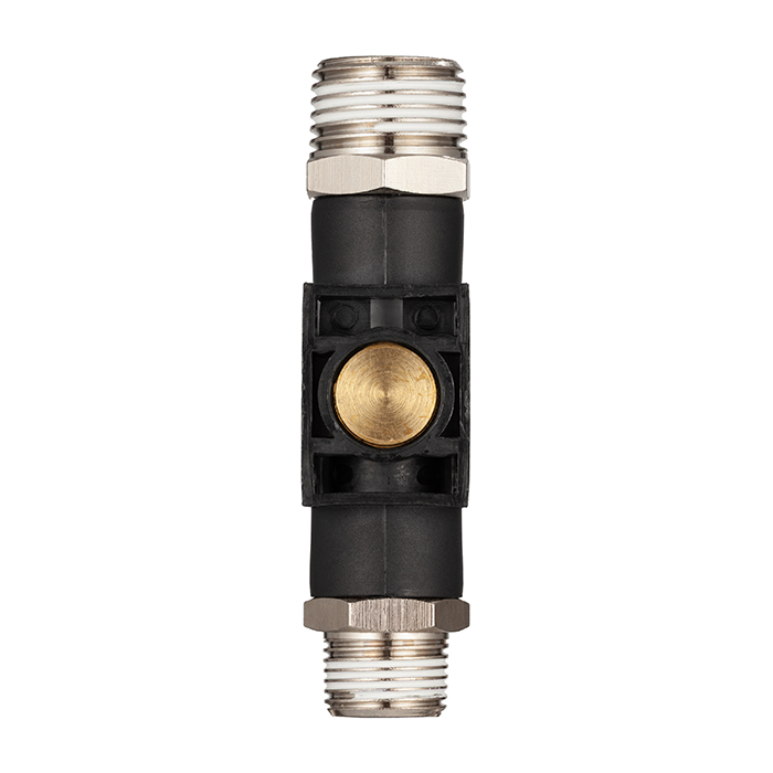 Фитинг прямой с краном, резьба 1/4", пластик, тип HVSS, TLP-HVSS02 TITAN LOCK