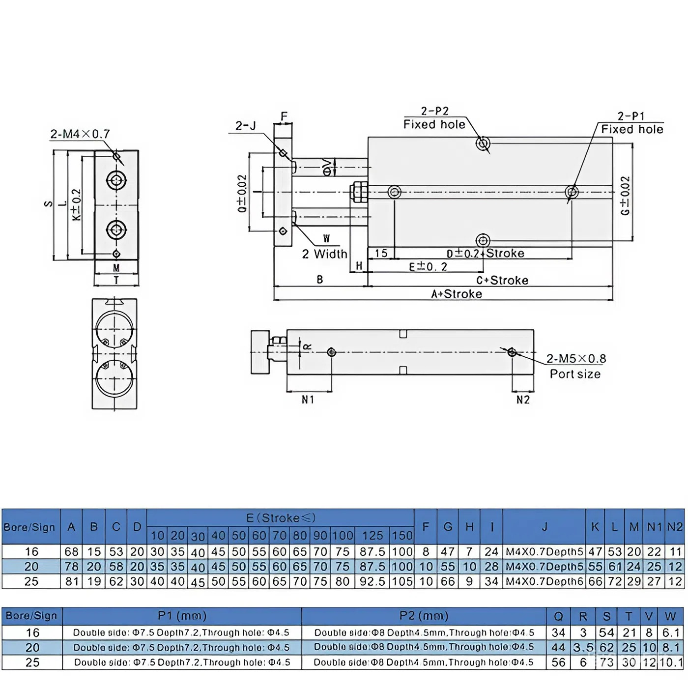 Пневмоцилиндр двухпоршневой серии TN, 10X70, TLP-PC10X70TN TITAN LOCK