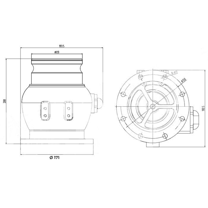 Адаптер отвода паровоздушной смеси, без интерлока, алюминий, 4in, TL400R TITAN LOCK