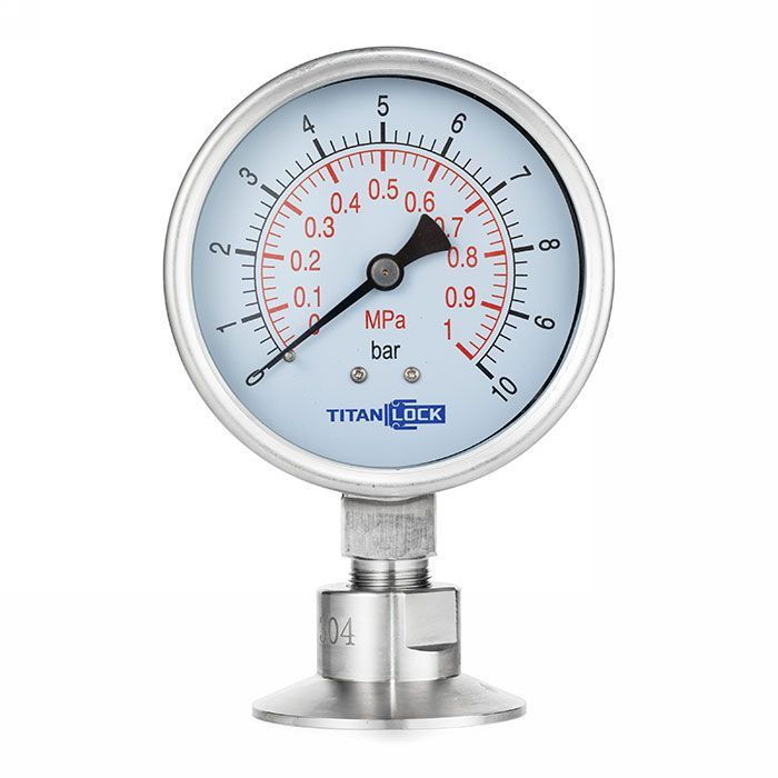 Манометр нержавеющий с мембранным разд.,10/0,2 Бар, Clamp DN50, корп. 100мм, TLSPG50/100CL TITAN LOCK