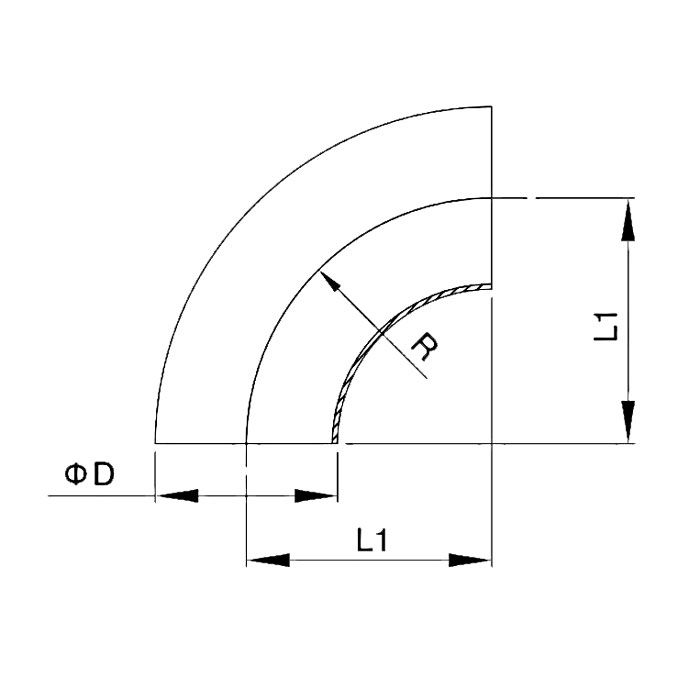 Отвод под сварку, 90 градусов, DN 32, нерж. сталь 316, TLWB32/90SS TITAN LOCK