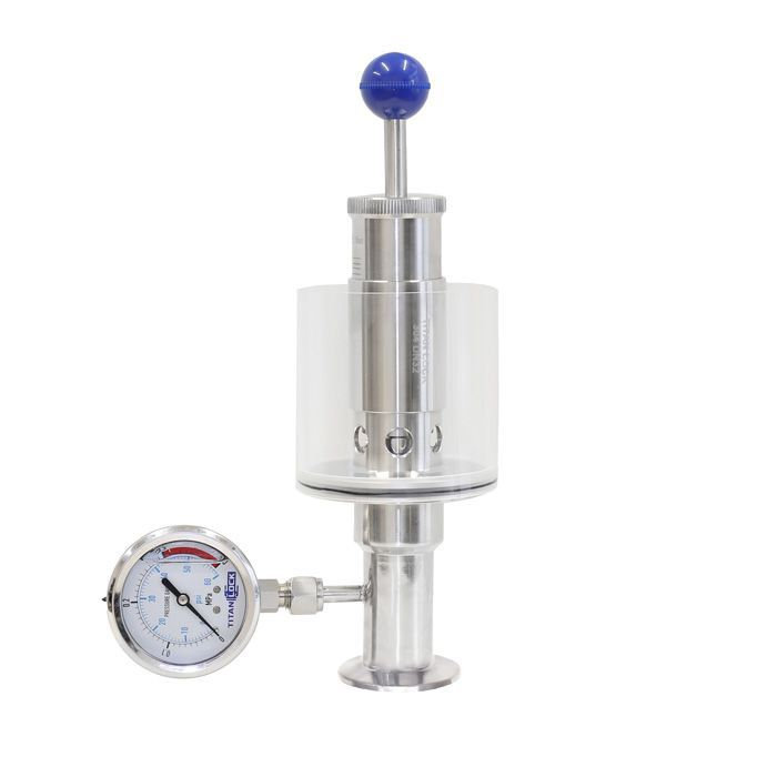 Шпунт-аппарат с манометром (прямой), давл. до 2,2 бар под Clamp DN15 нерж. 304 TL15TGMSPG-CL TITAN LOCK