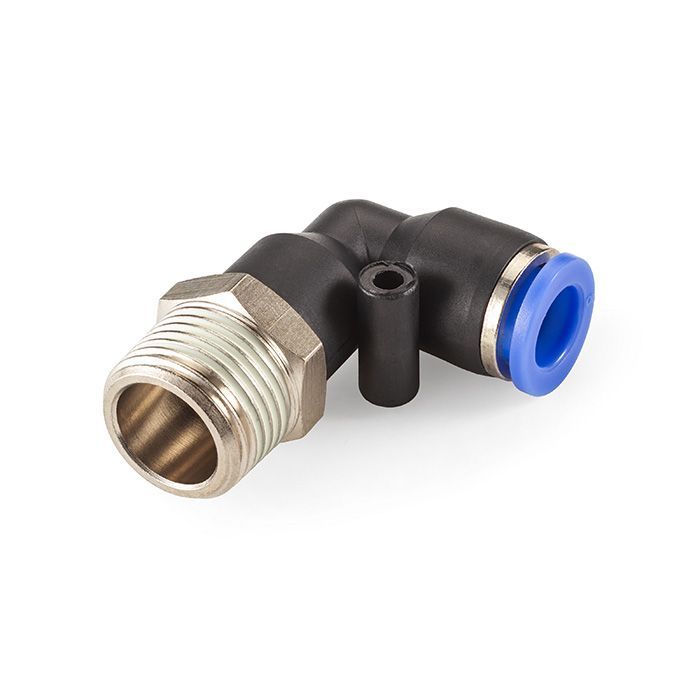 Фитинг цанговый угловой 6 мм, наруж. резьба 1/4", пластик, тип PL, TLP-PL6-02 TITAN LOCK