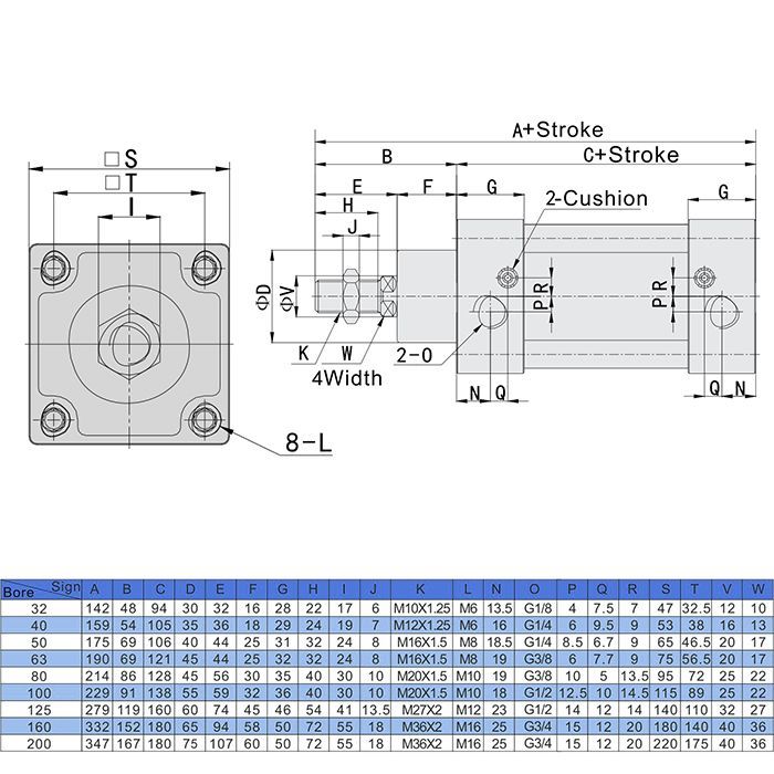 Пневмоцилиндр серии SI, 200X400, TLP-PC200X400SI TITAN LOCK