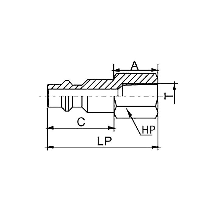 1/2in, БРС серия D, ISO 6150 B, ниппель, внутр.резьба, латунь TL4DM-B TITAN LOCK