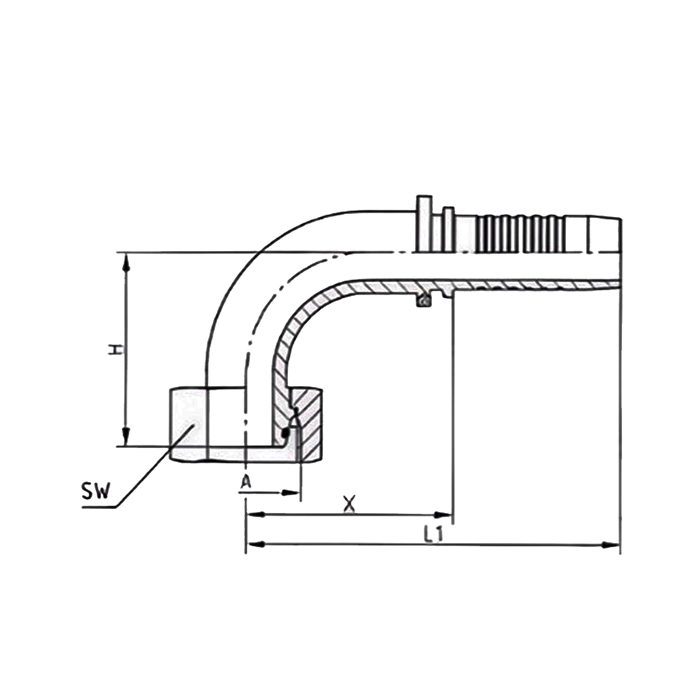 Фитинг DN 12 DKOS (Г) M20x1.5 (90), TL-DKOS12F20X1.5-90 TITAN LOCK