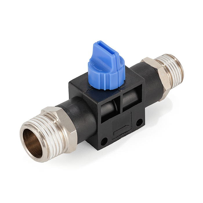 Фитинг прямой с краном, резьба 3/8-1/4", пластик, тип HVSS, TLP-HVSS03-02 TITAN LOCK