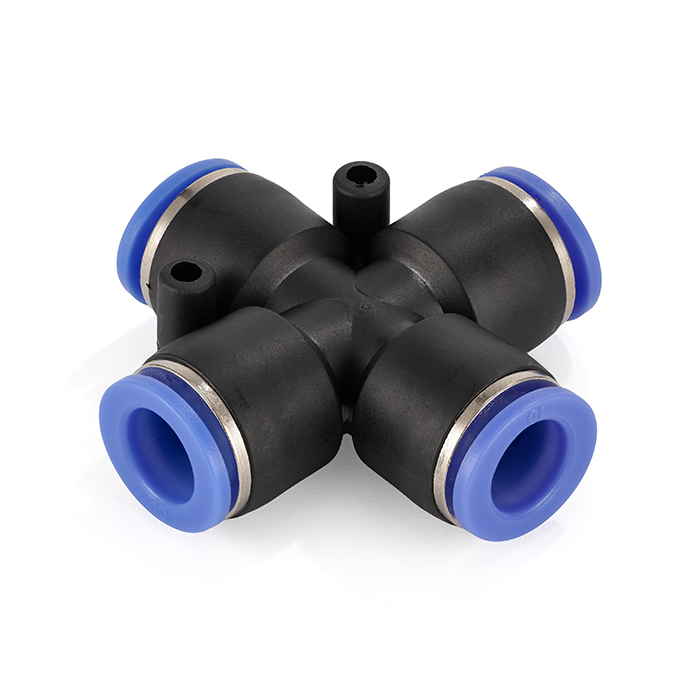 Фитинг цанговый X-образный пневматический, 4 мм, пластик, тип PZA, TLP-PZA4 TITAN LOCK