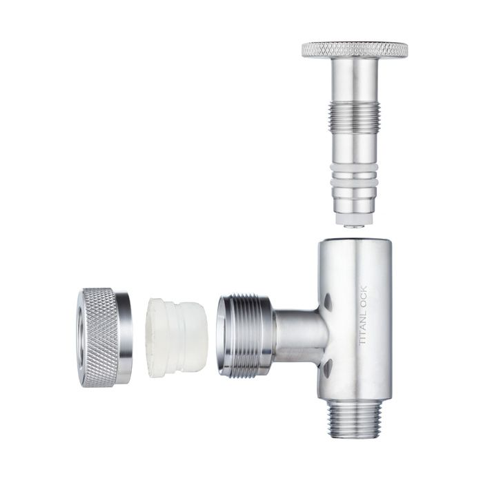 Верхний кран уровнемера DN15 (трубка 20мм), нерж. 304, TL015UTLS TITAN LOCK