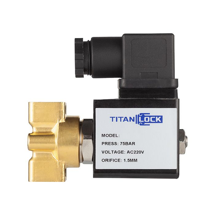 Соленоидный клапан нормально-закрытый, пилотный, 220В, PN75, Латунь/PTFE, DN8, TLSCP8/75PT1B TITAN LOCK