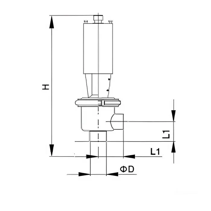Односедельный клапан отсечной с пневмоприводом, нерж. под приварку, DN65, тип 20, TL65OSVP-20-WD TITAN LOCK