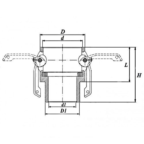 Камлок латунный тип B розетка, наруж. резьба BSP 2 1/2", TL250BBR TITAN LOCK
