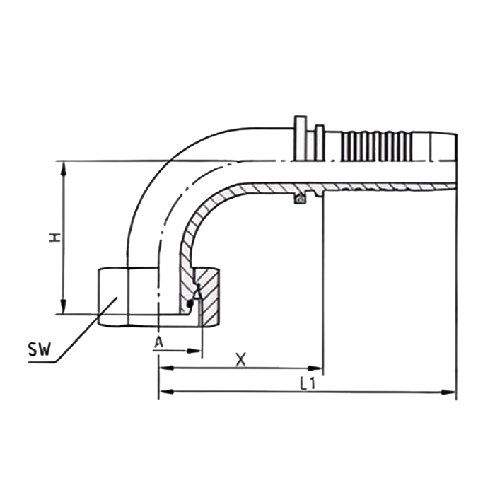 Фитинг DN 08 DKOL (Г) M18X1.5 (90), TL-DKOL08F18X1.5-90 TITAN LOCK