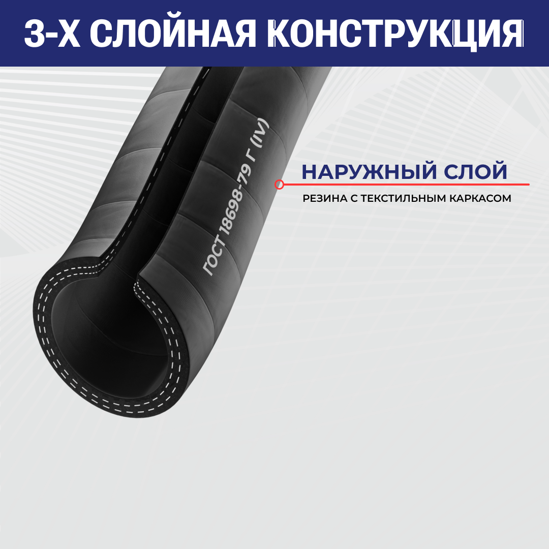 Рукав для газа Г(IV) 50-69мм, 10 атм, ГОСТ 18698-79 TLGOST-G050 ТИТАН ЛОК