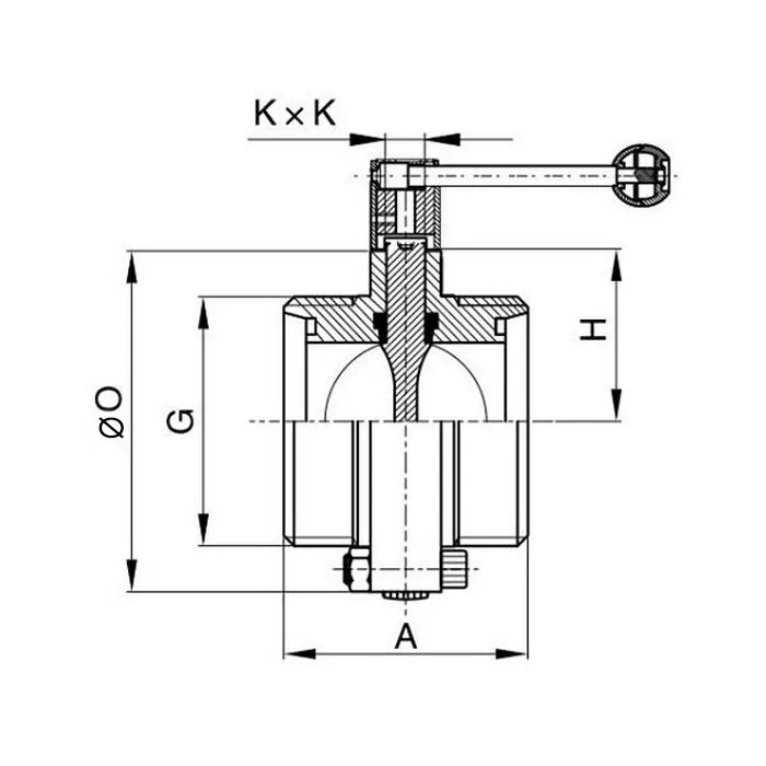 Затвор дисковый нержавеющий (AISI304) DN50, типа резьба-резьба, DIN TLSD050THS TITAN LOCK