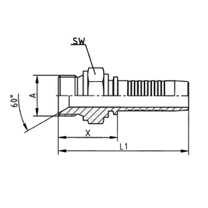 Фитинг DN 06 BSP (Ш) 1/4", TL-BSP06M1/4 TITAN LOCK