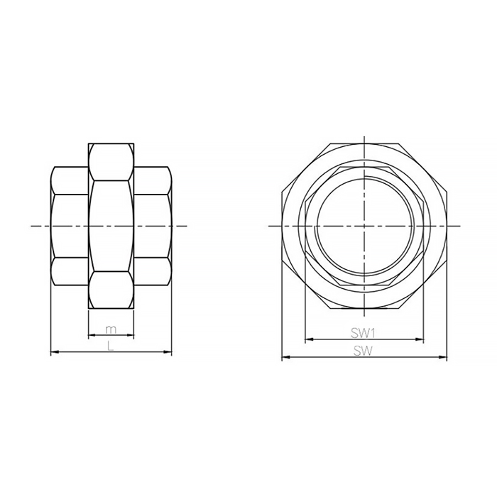 Американка конусная нержавеющая (AISI304) 1/2", ВР/ВР TL050UFFC TITAN LOCK